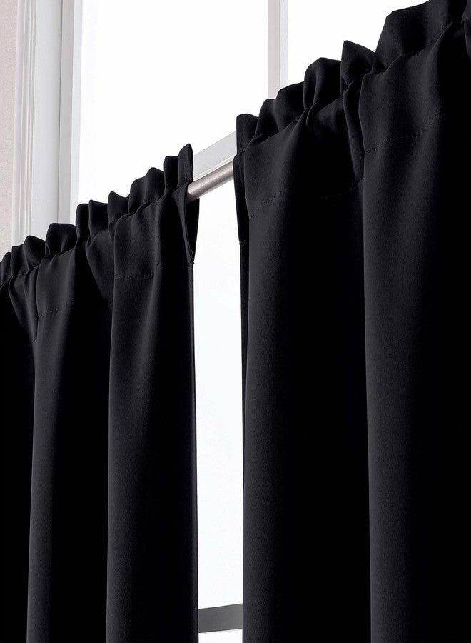 Simplebrand Black Cafe Curtains Tier 36 Inch Length 2 Panels Set, Half Window Blackout Curtains for Kitchen, Rod Pocket Tier Thermal Insulated Window Treatment Short Curtain, Each 30" Wx36 L - Image 5