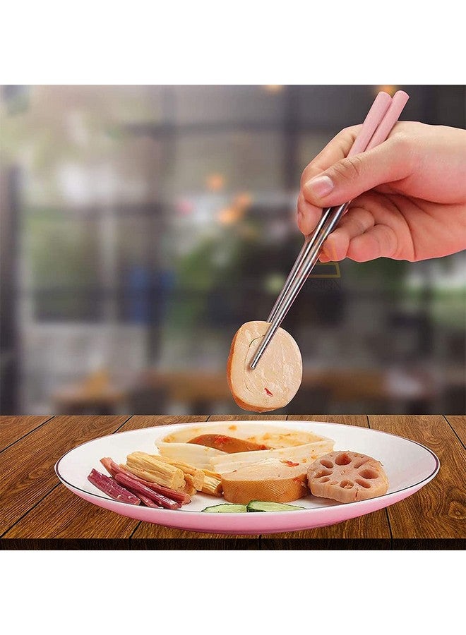 Epsilon Chopsticks 2 Pairs Metal Chopsticks 23 cm Long Stainless Steel Reusable Chop Sticks for Noodles Sushi Hotpot Square Grip to Hold Food Perfectly Lightweight Chopsteak for Home (2PC) - Image 2