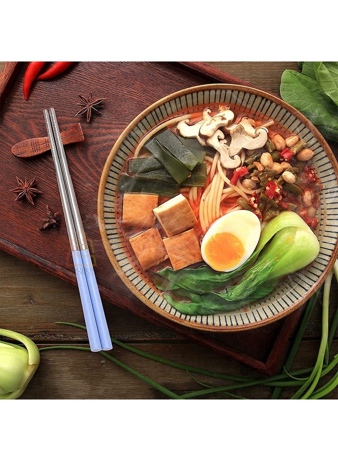 Epsilon Chopsticks 2 Pairs Metal Chopsticks 23 cm Long Stainless Steel Reusable Chop Sticks for Noodles Sushi Hotpot Square Grip to Hold Food Perfectly Lightweight Chopsteak for Home (2PC) - Image 3