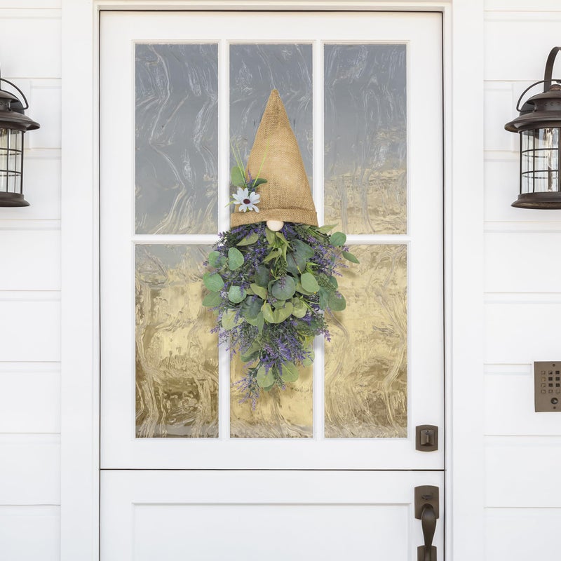 KI Store Lavender Gnome Wreath Purple Lavender Swag Door Decoration Summer Spring Decor for Door Window - Image 2