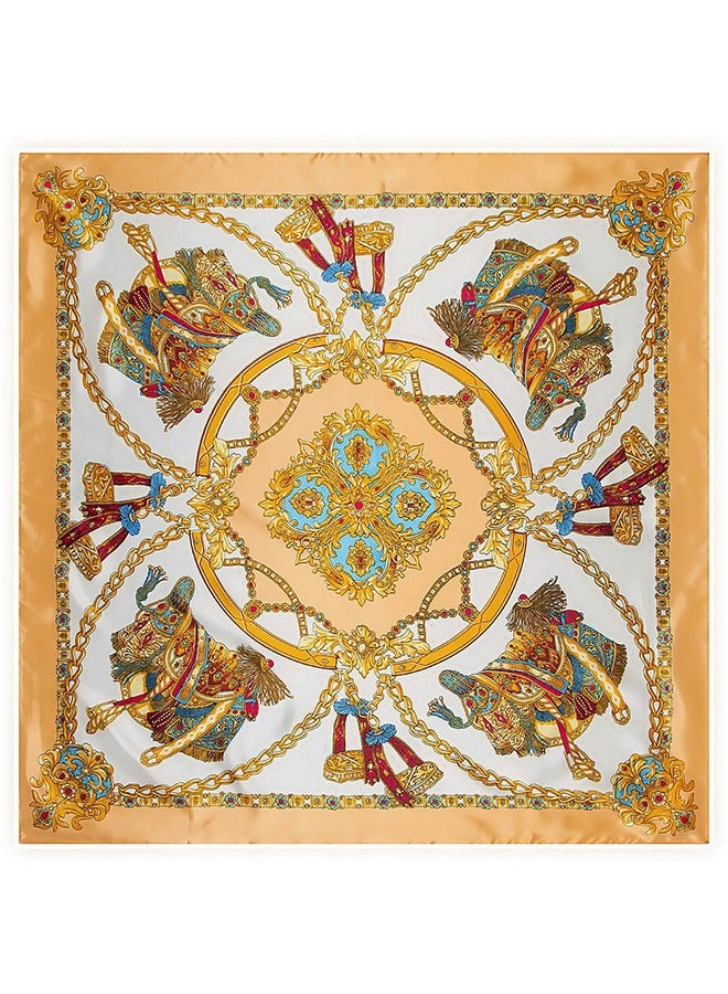 HY Square Silk Like Head Scarf, Womens Fashion Pattern Silk Feeling Scarf, Boho Hair Bandanas, Silky Feeling Large Hair Bandana for Women Girls Hair Wrapping and Sleeping at Night, 35 Inch - Image 1