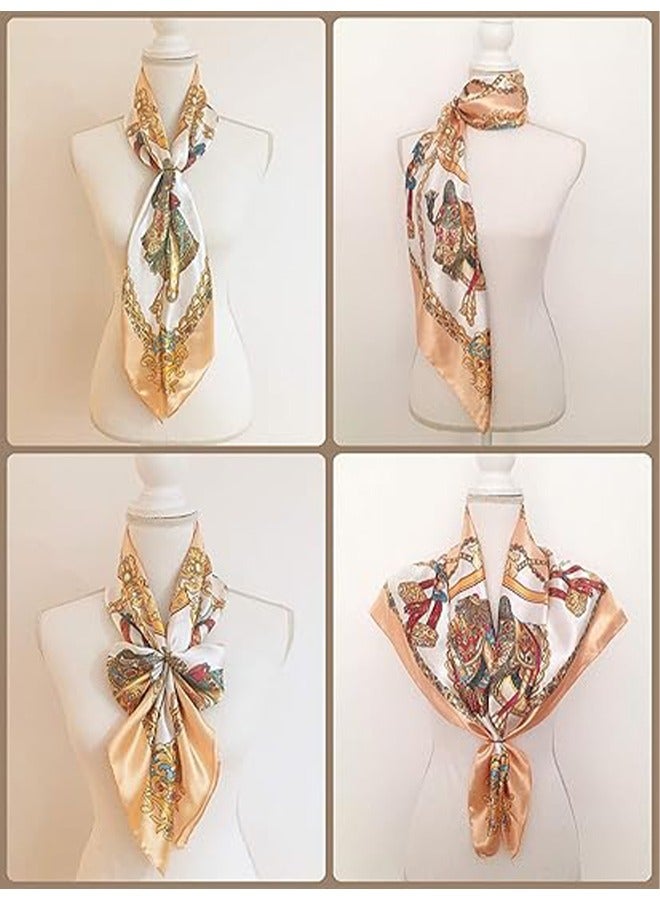 HY Square Silk Like Head Scarf, Womens Fashion Pattern Silk Feeling Scarf, Boho Hair Bandanas, Silky Feeling Large Hair Bandana for Women Girls Hair Wrapping and Sleeping at Night, 35 Inch - Image 5