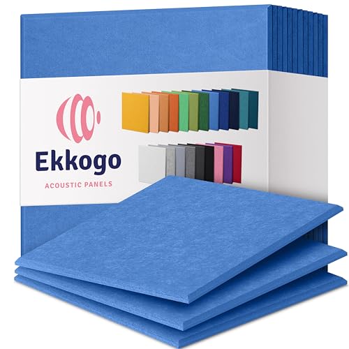 Ekkogo Acoustic Panels 12-Pack - 12"X12"X0.4" Sound Panels - High Density Sound Dampening - Grand Blue Square - Image 1