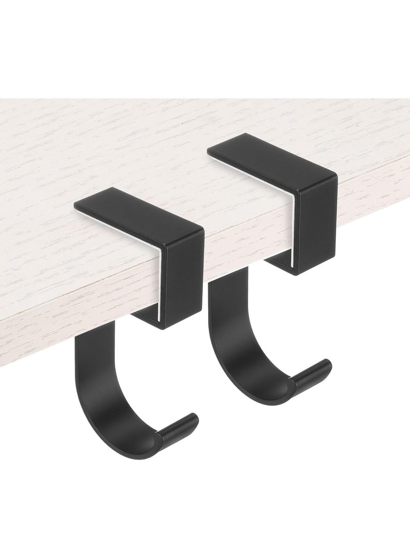 2Pcs Purse Hook for Table – 5‑Shaped Purse Hanger for Desk – Portable, Nail‑Free, Heavy Duty Under Desk Handbag Holder – Backpack, Headphone, Small Hook – Black - Image 1