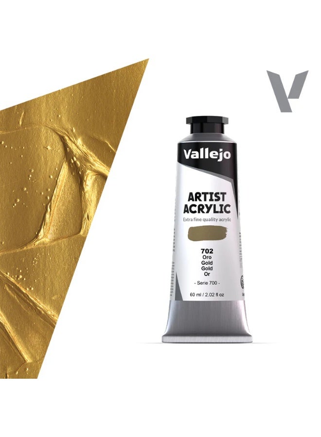 ألوان أكريليك فنية - ذهبي، ألوان معدنية عالية الصبغة، 60 مل