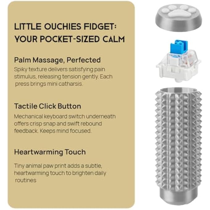 JHBEEY Little Ouchies Fidget, Pocket Mini Fidget Toy for Adults, 2pcs Spiky Grippie Stim Keychain for Anxiety Relief Positive(Dark Purple + Light Purple) - Image 3