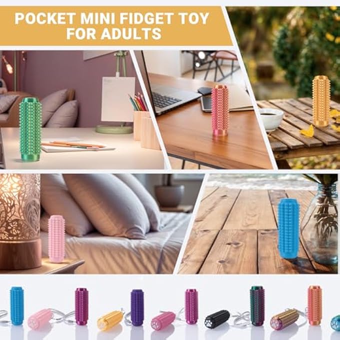 JHBEEY Little Ouchies Fidget, Pocket Mini Fidget Toy for Adults, 2pcs Spiky Grippie Stim Keychain for Anxiety Relief Positive(Dark Purple + Light Purple) - Image 5