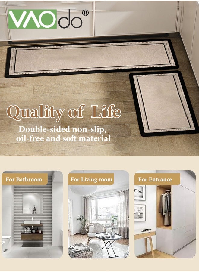 VAOdo 2PCS Kitchen Mats Cushioned Anti Fatigue Kitchen Rugs and Mats Non Skid Waterproof Kitchen Mats for Floor Comfort Foam Standing Mat for Home Office Sink Laundry Desk Black and White  - Image 2