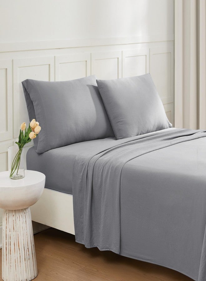 TRULY SOFT Garment Wash Solid Grey Split King 5 Piece Sheet Set, Solid Color Themed, Oeko-TEX Certified Confidence - Image 4