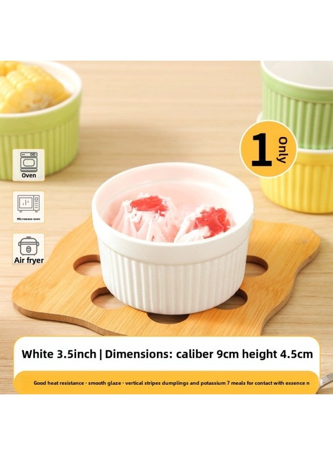 Spot Shufulei Baking Bowl Ceramic Steamed Egg Pudding Bowl Oven Baking Special Double Skin Milk Dessert Pudding-Specifications:3.5 Inch-Color:White  - Image 3