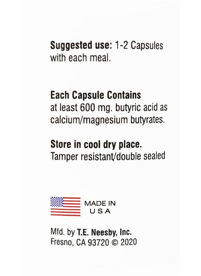T.E. Neesby Butyrex Calcium/Magnesium Butyrate Complex: 250 Capsules  - Image 3