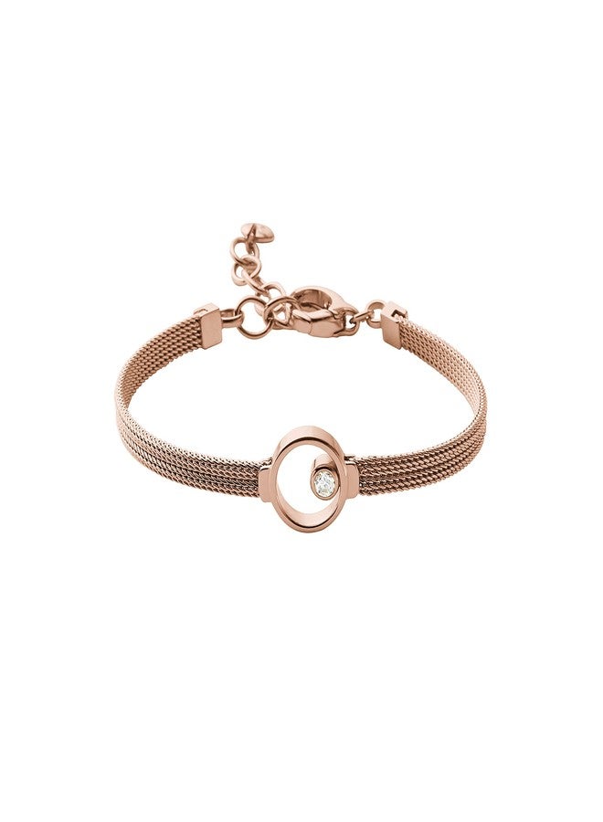 Skagen Elin Rose Gold Tone Crystal Bracelet, 7.5" - Image 1