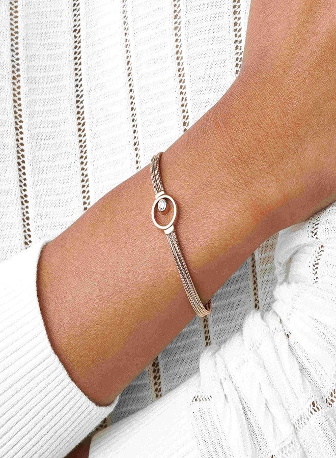 Skagen Elin Rose Gold Tone Crystal Bracelet, 7.5" - Image 2