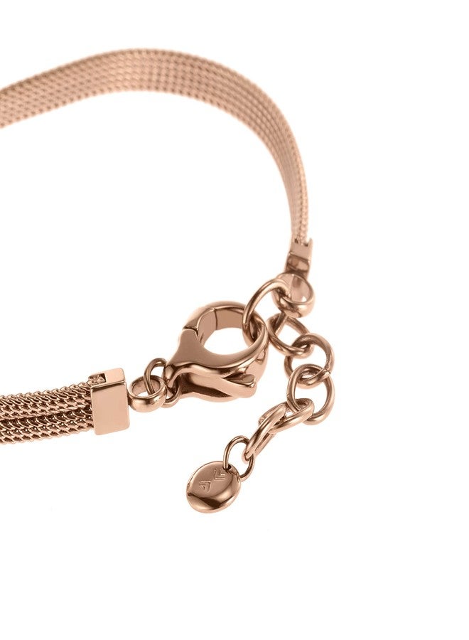 Skagen Elin Rose Gold Tone Crystal Bracelet, 7.5" - Image 3