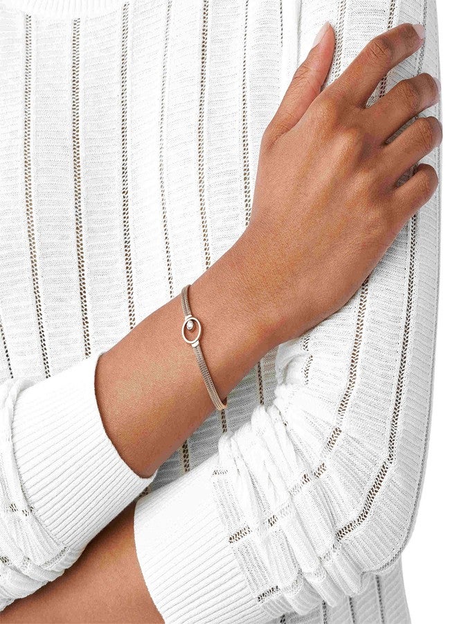 Skagen Elin Rose Gold Tone Crystal Bracelet, 7.5" - Image 5