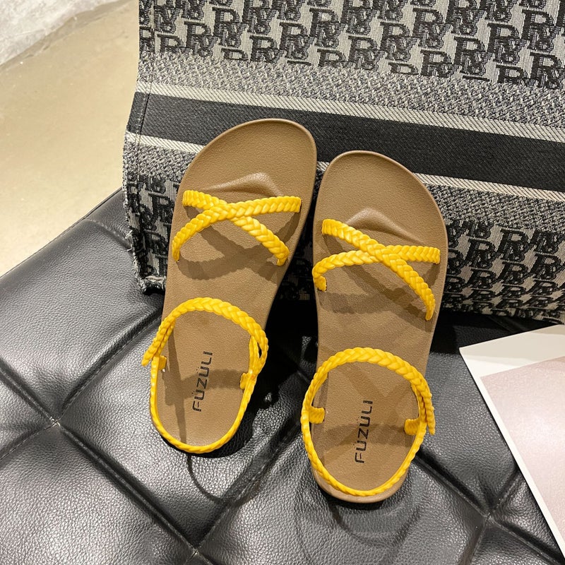 Korean Style Flat Sandals for Women - Summer 2026, Casual Open-Toe Roman Beach Shoes - Image 1