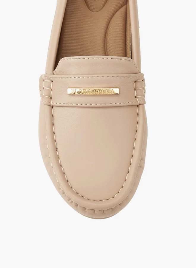 Flora Bella By Shoexpress Metal Accent Loafers with Wedge Heels