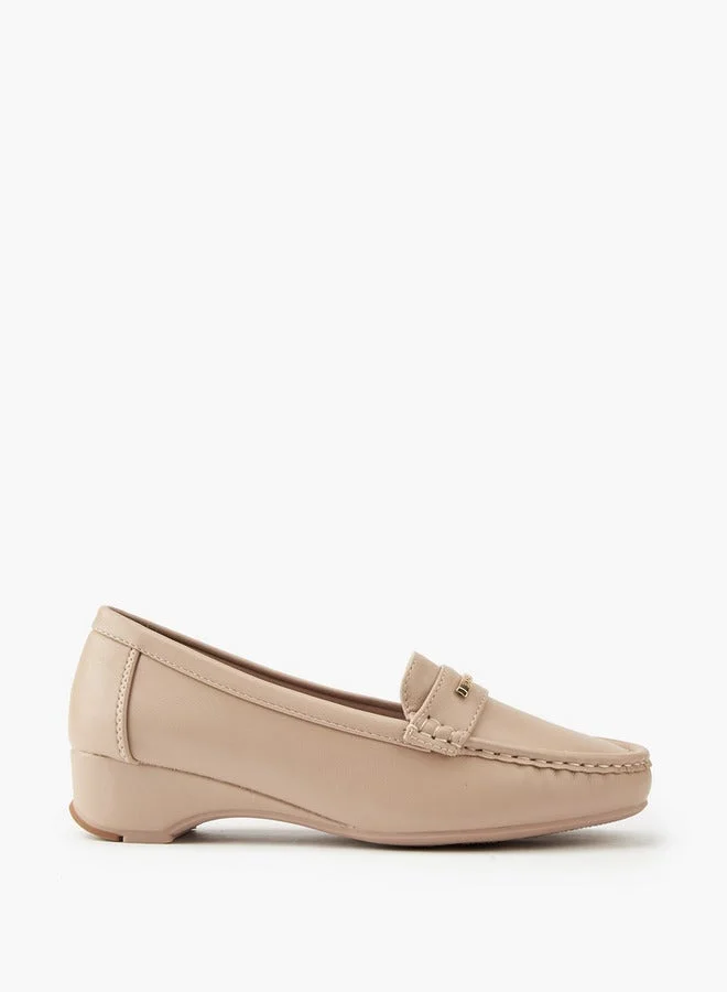 Flora Bella By Shoexpress Metal Accent Loafers with Wedge Heels