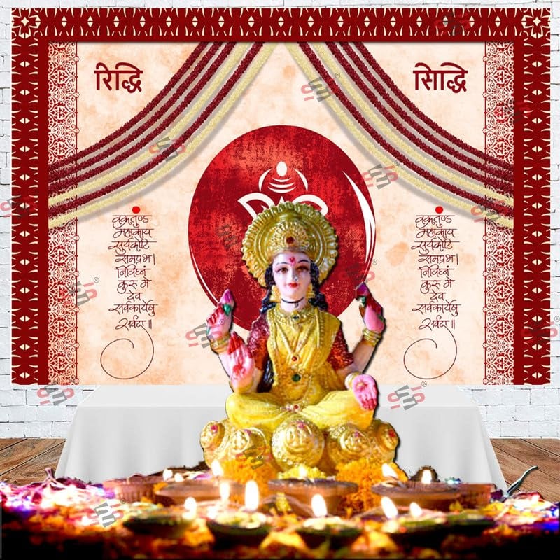 S2S Riddi Siddi Maroon Backdrop Cloth for Pooja Decoration Traditional, Background Decoration Cloth | Curtain Cloth for All Festival, Functions & Ceremonies - (5 x 8 Feet) (RIDDI SIDDI Maroon) - Image 4