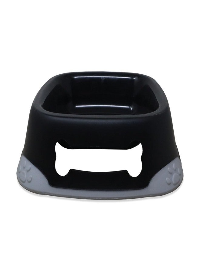 Plushmate Nunbell Elegant Square Bowl with Paw Design Non-Skid Rubber Bottom for Cats, Kittens, Puppies, and Small Dogs | Feeding Water and Food Bowl (Black, 350ml) - Image 1