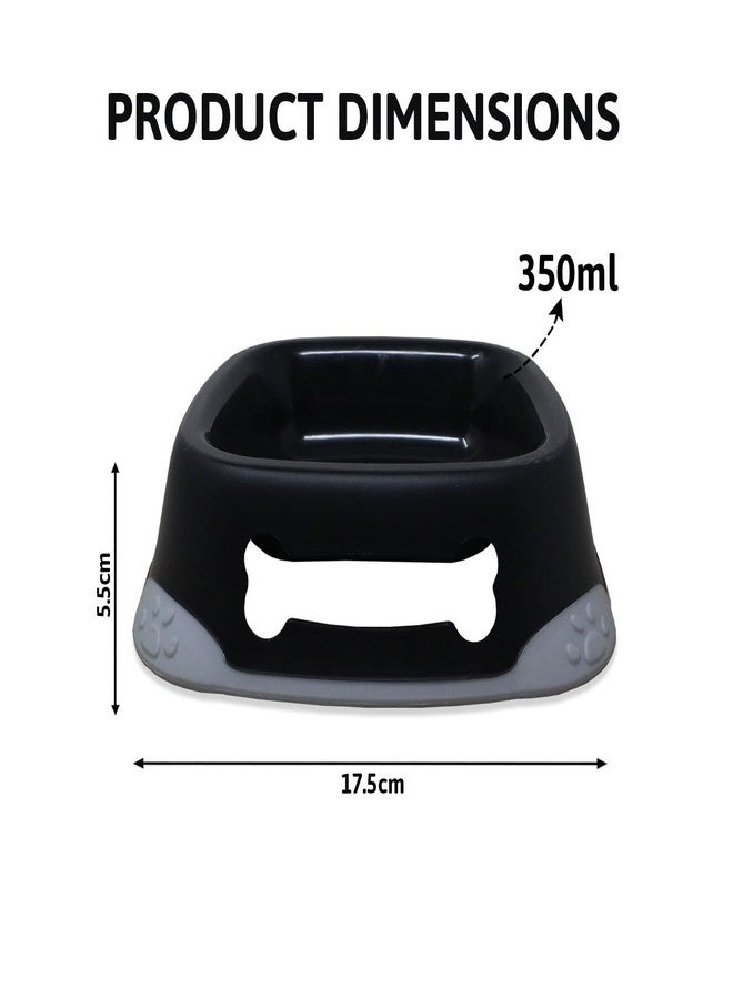 Plushmate Nunbell Elegant Square Bowl with Paw Design Non-Skid Rubber Bottom for Cats, Kittens, Puppies, and Small Dogs | Feeding Water and Food Bowl (Black, 350ml) - Image 4