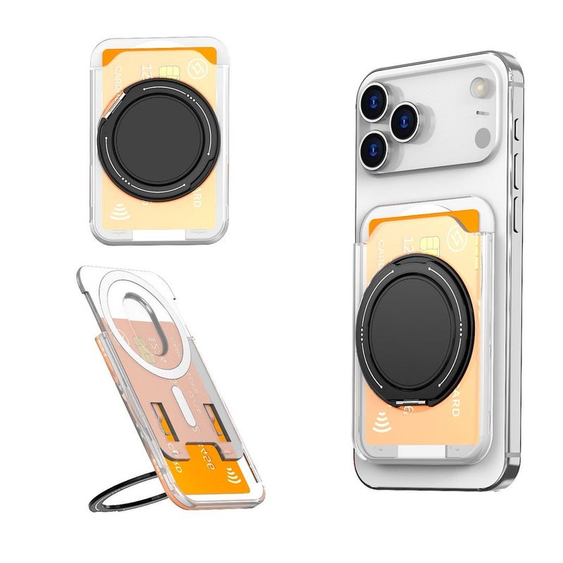 Red Magnetic Card Holder Adjustable Stand Frosted PC Wireless Charging Compatible - Image 3
