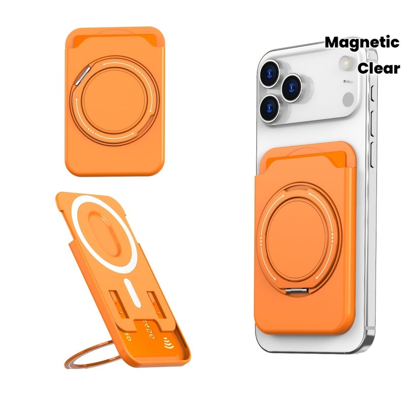 Red Magnetic Card Holder Adjustable Stand Frosted PC Wireless Charging Compatible - Image 1