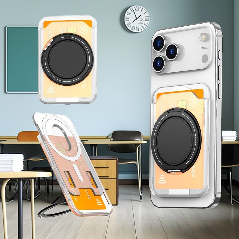 Red Magnetic Card Holder Adjustable Stand Frosted PC Wireless Charging Compatible - Image 4