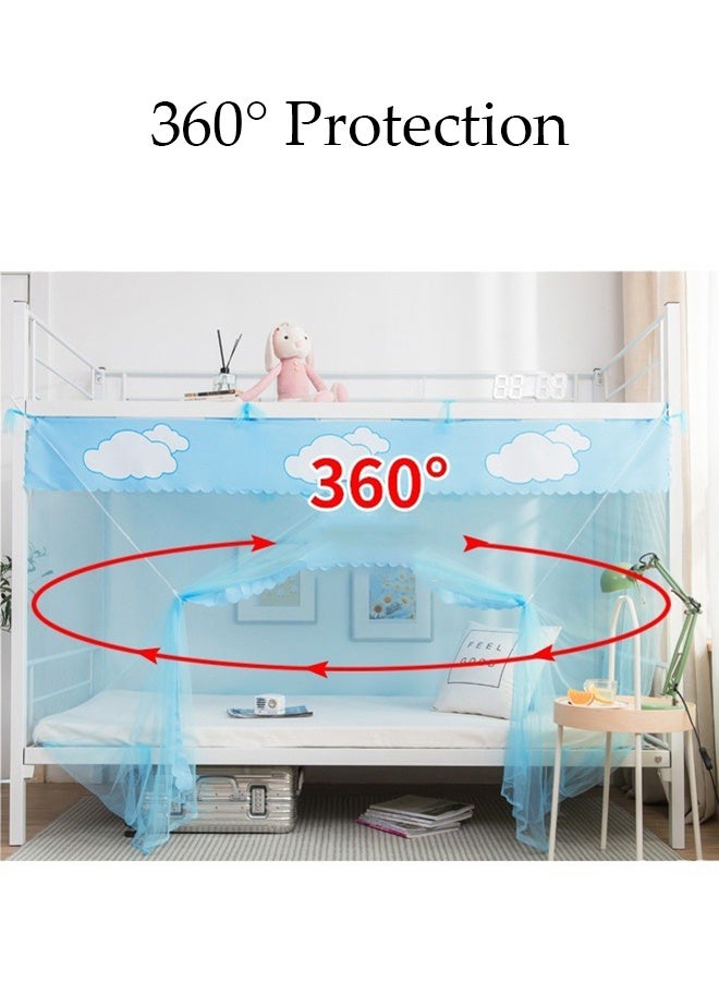 DUNISO 4 Corner Post Mosquito Net Student Dormitory, Home Bunk Nets Bed Curtains Cloth Bed Canopy Students Curtain Nets Breathable Dustproof Single Sleeper  - Image 5
