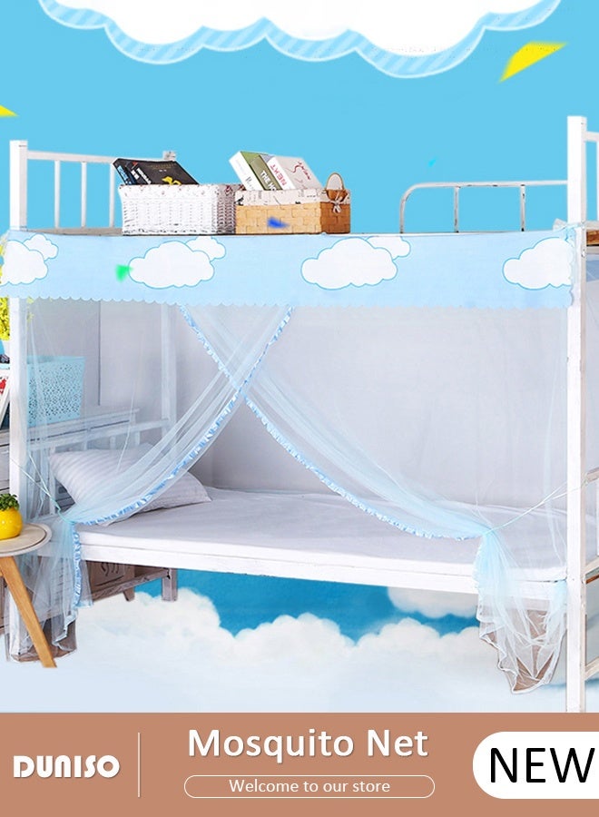 DUNISO 4 Corner Post Mosquito Net Student Dormitory, Home Bunk Nets Bed Curtains Cloth Bed Canopy Students Curtain Nets Breathable Dustproof Single Sleeper  - Image 1