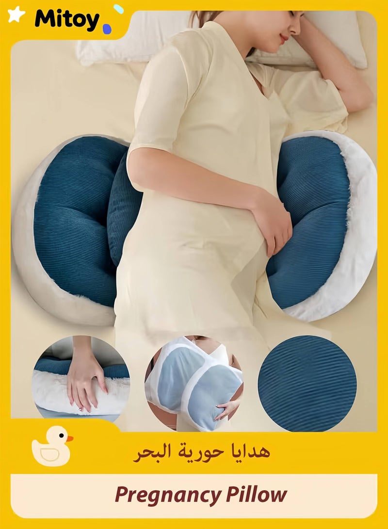 Mitoy Pregnancy Pillows for Sleeping, Faux Fur Luxury Maternity Pillow Support for Pregnant Women(Blue) - Image 1