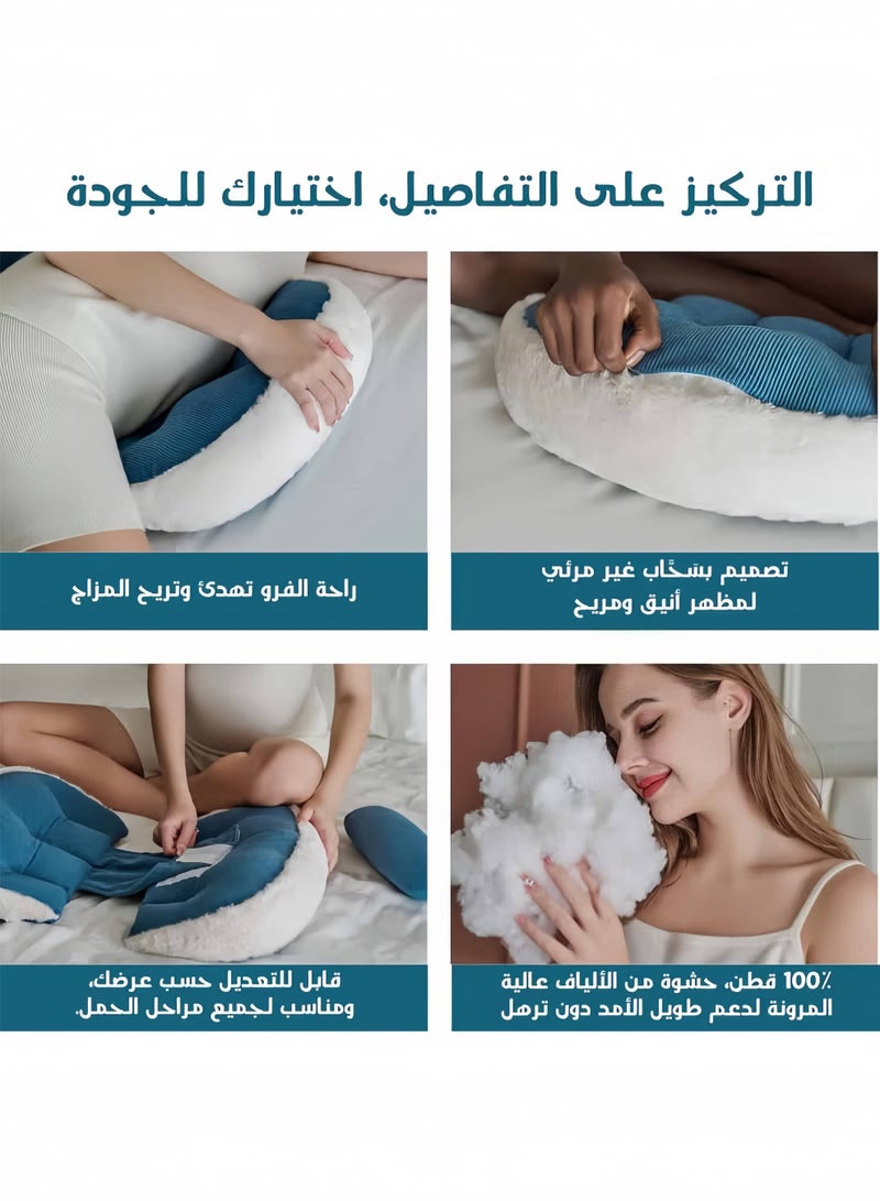 Mitoy Pregnancy Pillows for Sleeping, Faux Fur Luxury Maternity Pillow Support for Pregnant Women(Blue) - Image 3