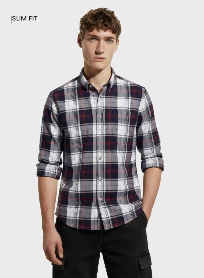 The Indian Garage Co Men Slim Fit Checked Button-down Collar Full Sleeves Shirt