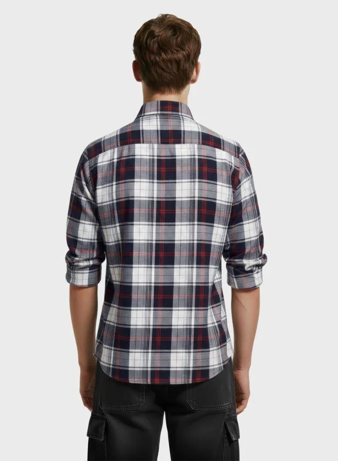 The Indian Garage Co Men Slim Fit Checked Button-down Collar Full Sleeves Shirt