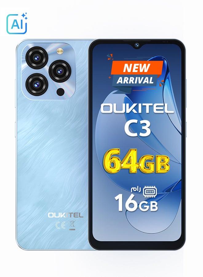 Oukitel C3 Dual SIM Blue 4+12GB 64GB 4G - Middle East Version - Image 1