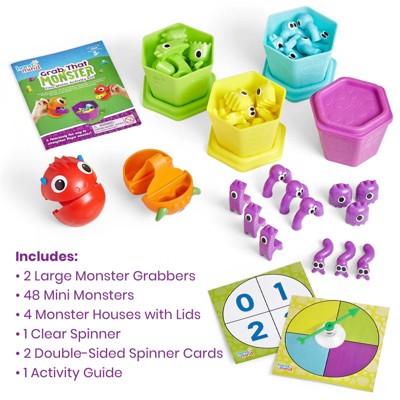 hand2mind hand2mind Grab That Monster Fine Motor Activity Set, Occupational Therapy Toys, Fine Motor Skills Toys for Toddlers 3-4, Pincer Grasp Toys, Play Therapy Games for Kids, Preschool Learning Activities - Image 2