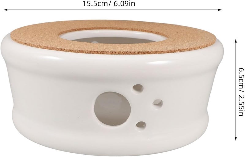 Homoyoyo Ceramic Teapot Warmer Base with Candle Heater Porcelain Small Tea Light Warmer for Ceramic Teapots Home and Office Use - Image 2