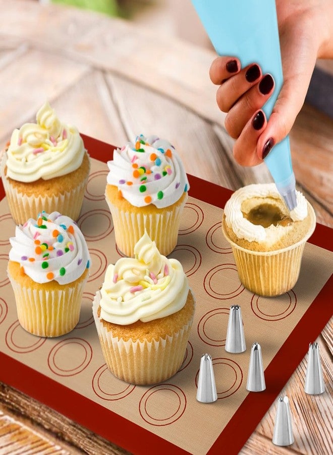 Ranjaner 16Pcs Macaron Silicone Baking Mats Kit, Reusable Nonstick Macarons Baking Supplies Silicone Bakeware Mats with Baking Tools for Oven, Cookie, Bread(Brown,Size:16.5x11.6inch) - Image 4