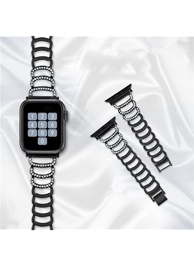 HuHa HuHa Band C-type Diamond Steel Watch Band For Apple Watch Ultra 2 49mm / Apple Watch Ultra 49mm | Series 8 | 7 45mm | SE 2 | 6 | SE | 5 | 4 44mm | 3 | 2 | 1 42mm Gold  - Image 3