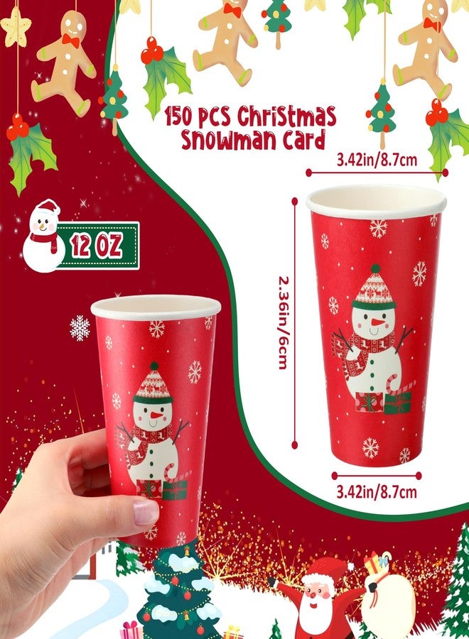 Funnymoom 150 Sets Christmas Snowman Soup Kits for Classroom Coworker Gift 12 Oz Winter Snowman Paper Cups for Hot Cocoa Chocolate Marshmallow Soup Tags Clear Xmas Bags (Vibrant) - Image 2