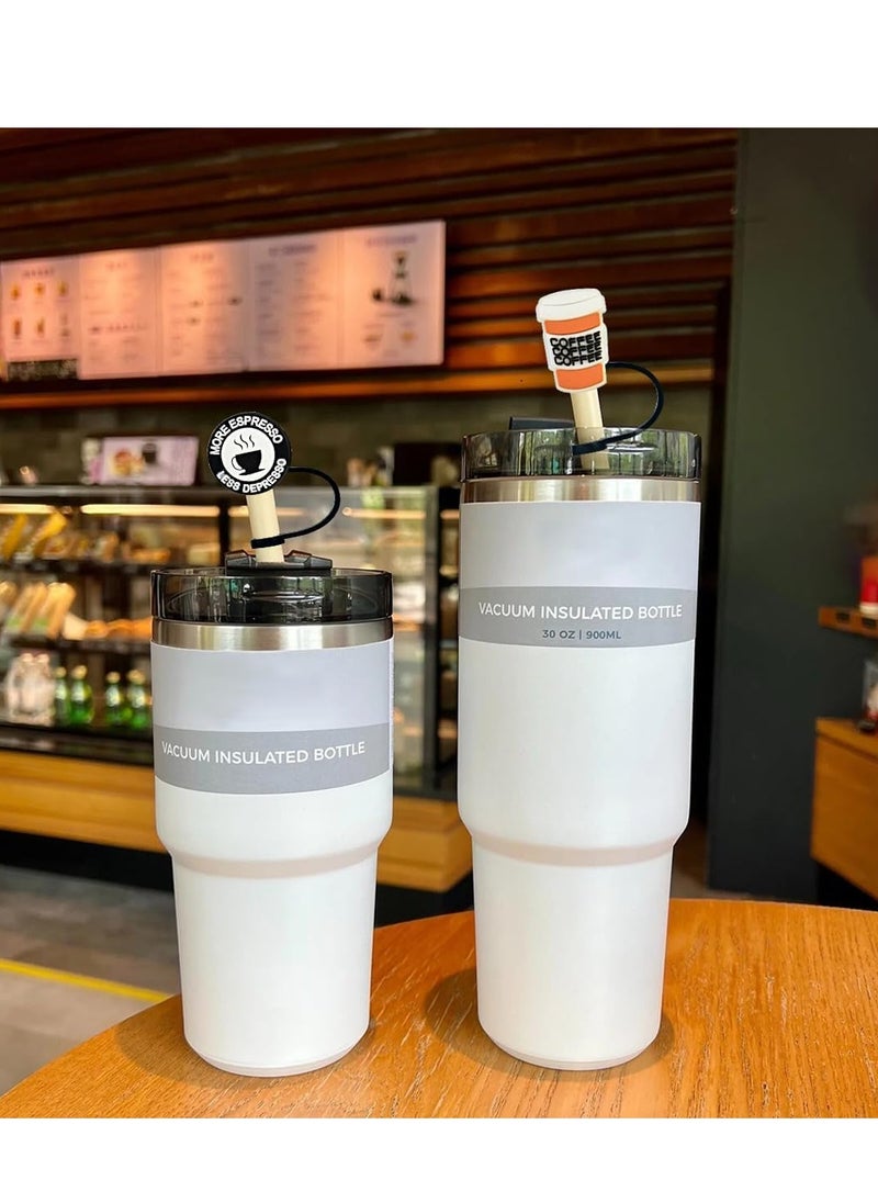 Excefore - Coffee Theme Straw Covers, Decorative Straw Caps, Reusable Straw Toppers, Party Straw Accessories, Drink Straw Dust Cap, Universal Straw Sleeve, for Straws With a Diameter of 7-8mm 20Pcs - Image 1
