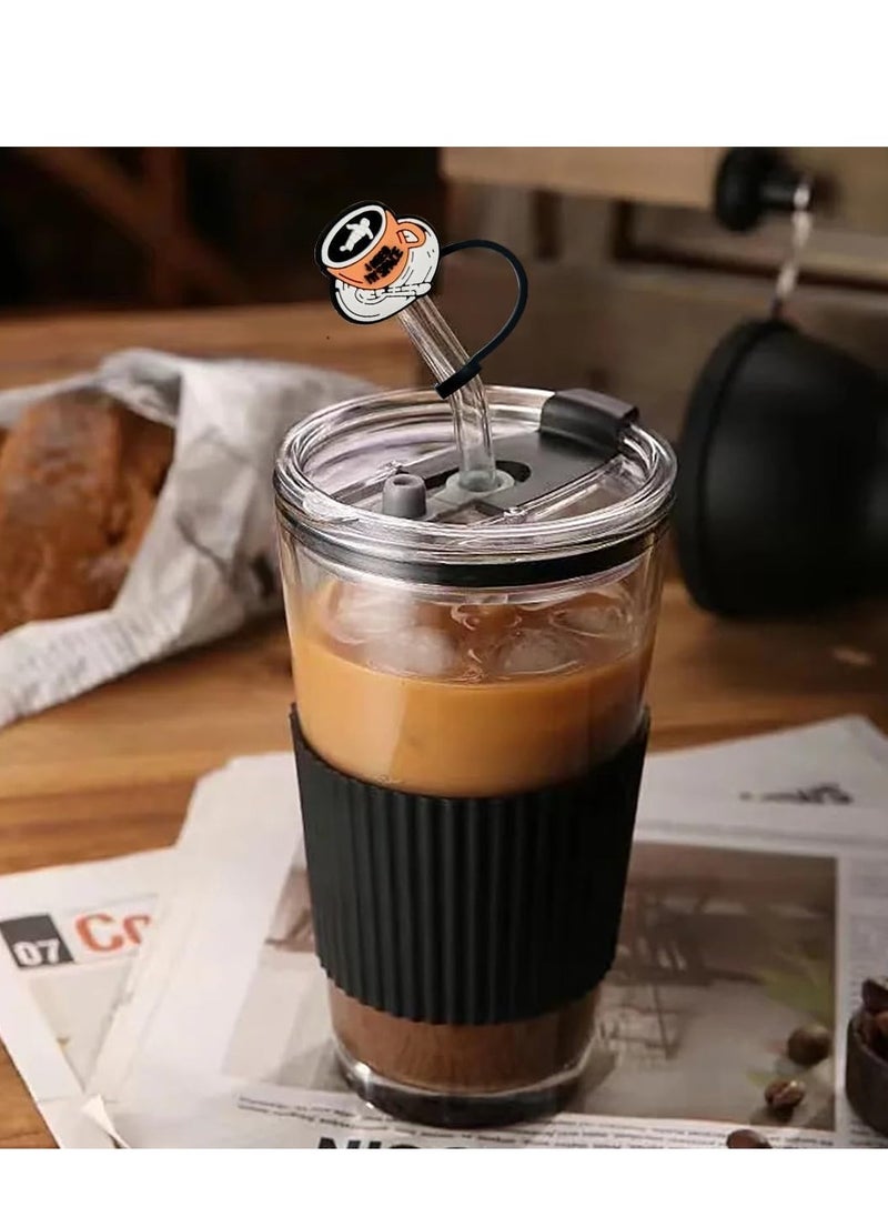 Excefore - Coffee Theme Straw Covers, Decorative Straw Caps, Reusable Straw Toppers, Party Straw Accessories, Drink Straw Dust Cap, Universal Straw Sleeve, for Straws With a Diameter of 7-8mm 20Pcs - Image 1