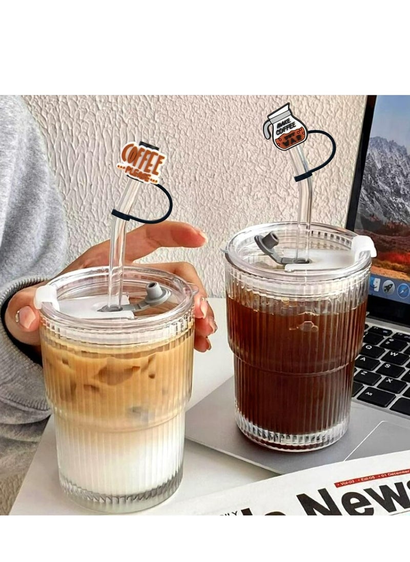 Excefore - Coffee Theme Straw Covers, Decorative Straw Caps, Reusable Straw Toppers, Party Straw Accessories, Drink Straw Dust Cap, Universal Straw Sleeve, for Straws With a Diameter of 7-8mm 20Pcs - Image 1