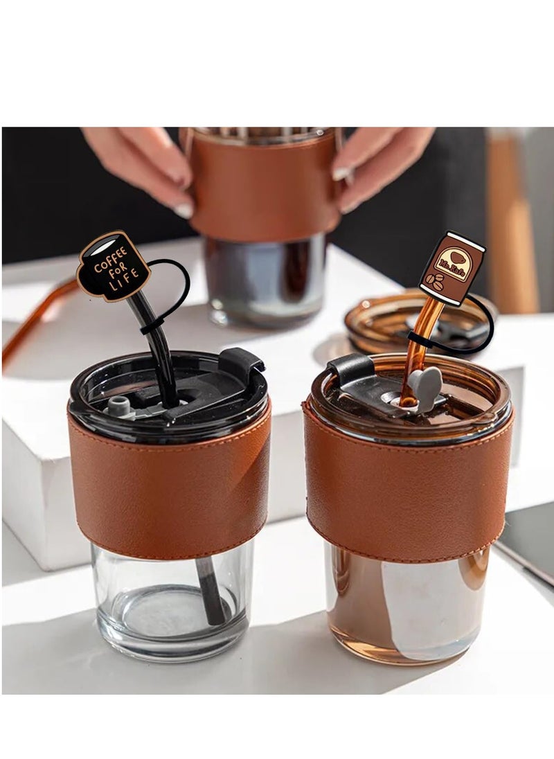 Excefore - Coffee Theme Straw Covers, Decorative Straw Caps, Reusable Straw Toppers, Party Straw Accessories, Drink Straw Dust Cap, Universal Straw Sleeve, for Straws With a Diameter of 7-8mm 20Pcs - Image 1