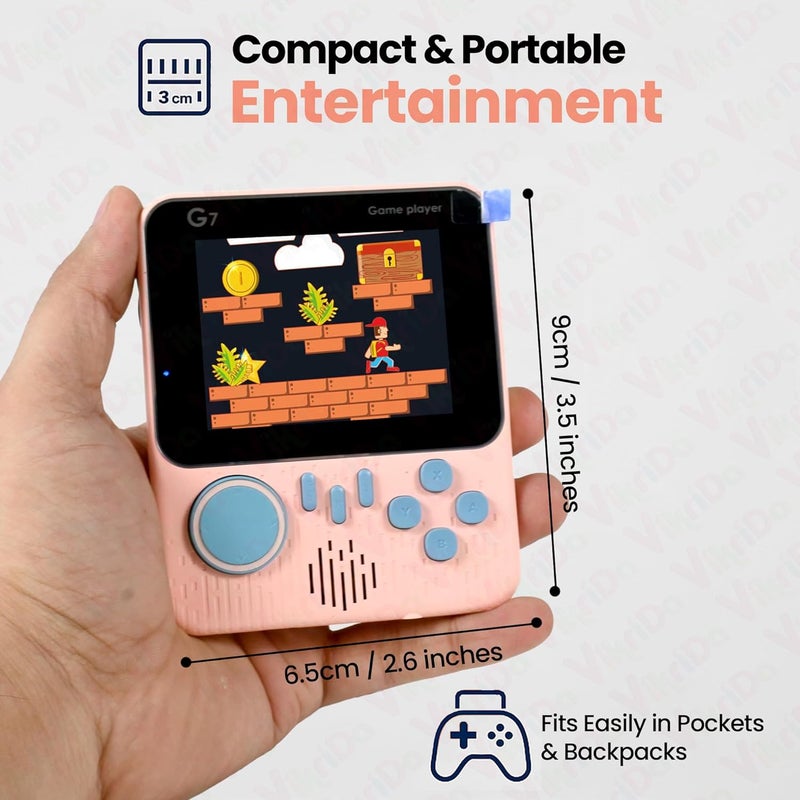VikriDa G7 Retro 3.5-Inch LCD Color Screen Handheld Game with Gamepad Support Console Mini Ultra-Thin 666 Built-in Games Player Gift for Kids - Multicolor - Image 2