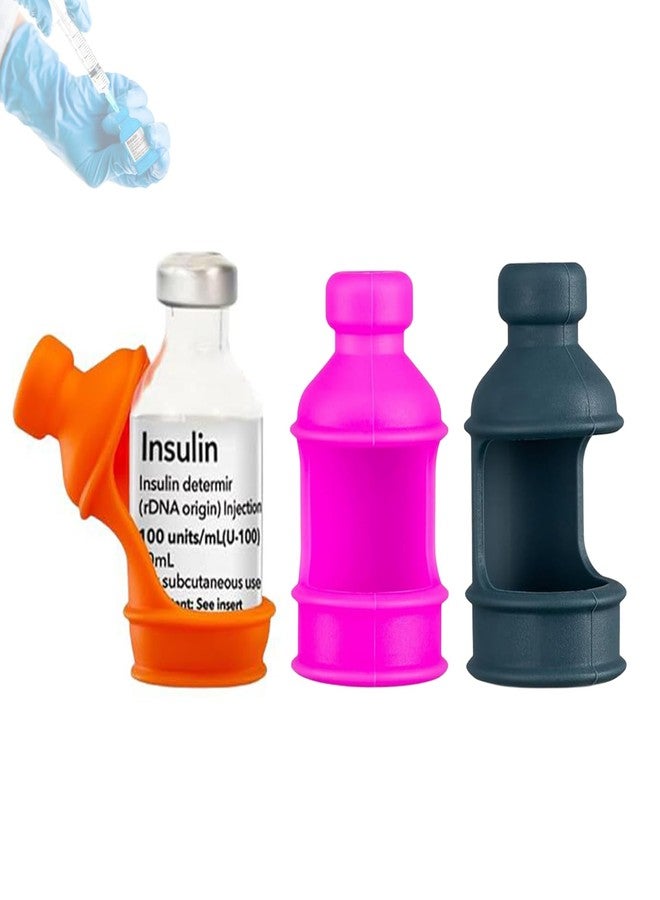 sijidou 3 Pack Insulin Vial Bottle Protector Sleeve for Diabetic, Silicone Protective Case to Protect Insulin Vial from Breaking, Suitable for 10ml Short Insulin Vials (Pink Orange Grey) - Image 1