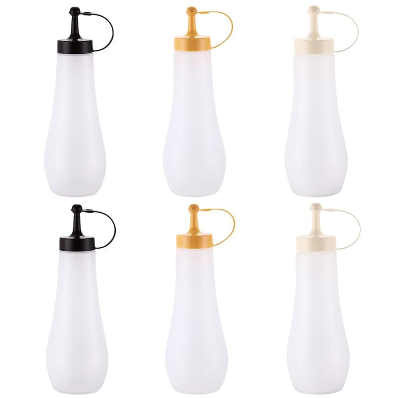 6pcs Food Grade Plastic Squeeze Bottles 250ml for Ketchup Mustard Sauce - Image 2