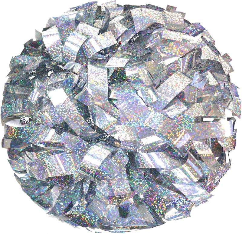 Danzcue 6 Inches Metallic Cheerleading Pom Pom with Baton Handle Pack of 2 - Image 1