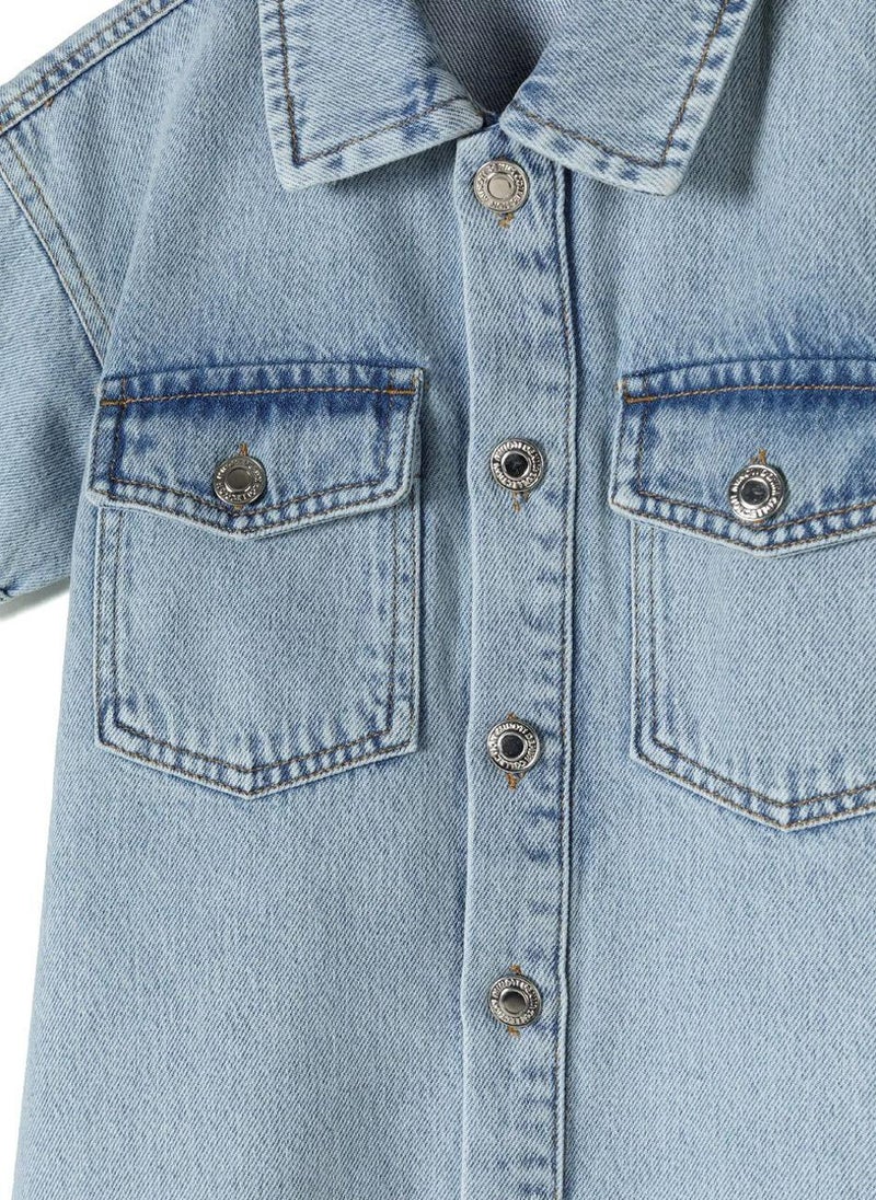 MINOTI Denim Button-Down Dress - Image 4