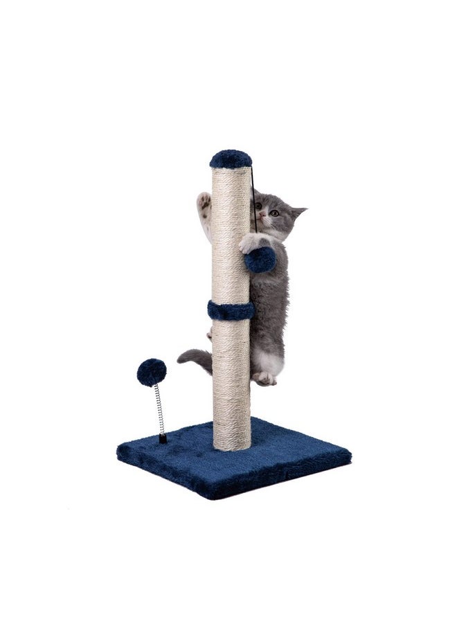 MECOOL MECOOL Cat Scratching Post Premium Basics Kitten Scratcher Sisal Scratch Posts with Hanging Ball 22 in for Kittens or Smaller Cats, Navy  - Image 1